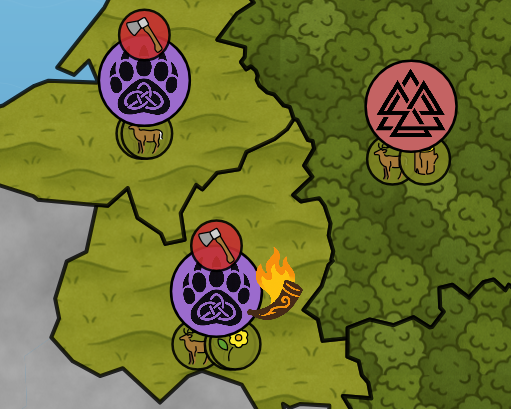 Map showing siege positions marked with Gjallarhorn symbols